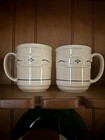 Longaberger Pottery Woven Traditions Blue Coffee Mug Cups Set Of 2 — photo 1