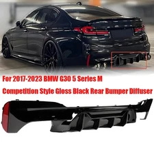 For BMW G30 5 Series 17-23 M Competition Style Gloss Black Rear Bumper Diffuser