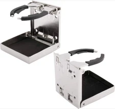 2Pcs Stainless Steel Adjustable Folding Cup Drink Holders for Boat/Marine/RV/Car