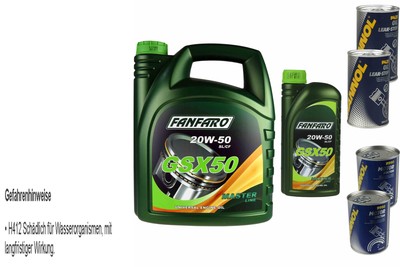 6L Engine Oil FANFARO GSX 50 20W-50 2x MANNOL Leak-Stop ADDITIVE + Motor Doctor