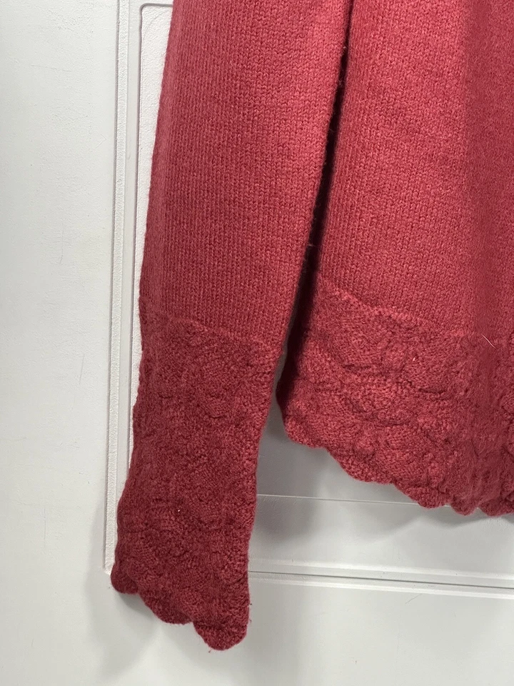 Cárdigan para mujer S Odille rosa oscuro 100 % lana merino puño festoneado Foto 3 de 4