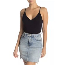 BP. Ribbed Bodysuit NWT V-Neck Tank Thong Stretch Black Size L Large