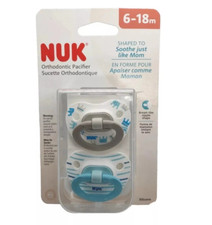 NUK 2 Pack Orthodontic Pacifiers BPA Free 6-18 Months - NEW - NIB - Crown Stripe