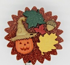 Halloween Fall Jack O'Lantern Pumpkin Leaves Badge Reel ID Holder Nurse Teacher