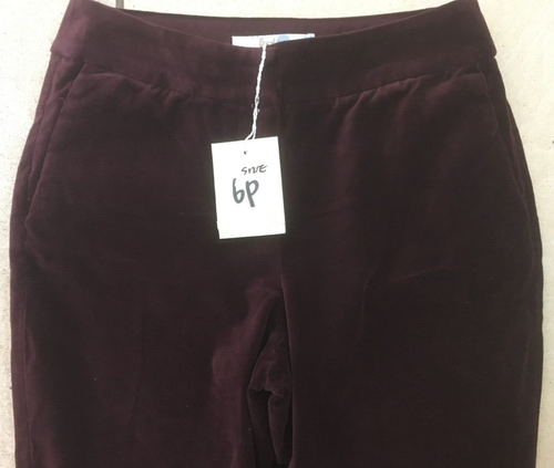 Boden Richmond Velvet Trousers Womens Pants Petite Size 6 Uk L28" NEW Burgundy - Picture 3 of 6