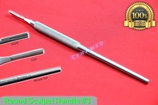 ROUND SCALPEL HANDLE #3 GERMAN STAINLESS WITH GRIP SURGICAL VETERINARY DENTAL