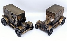 2 Vtg Banthrico Die Cast Metal 1908 Cadillac Limo Coin Bank  1926 Model T Cars