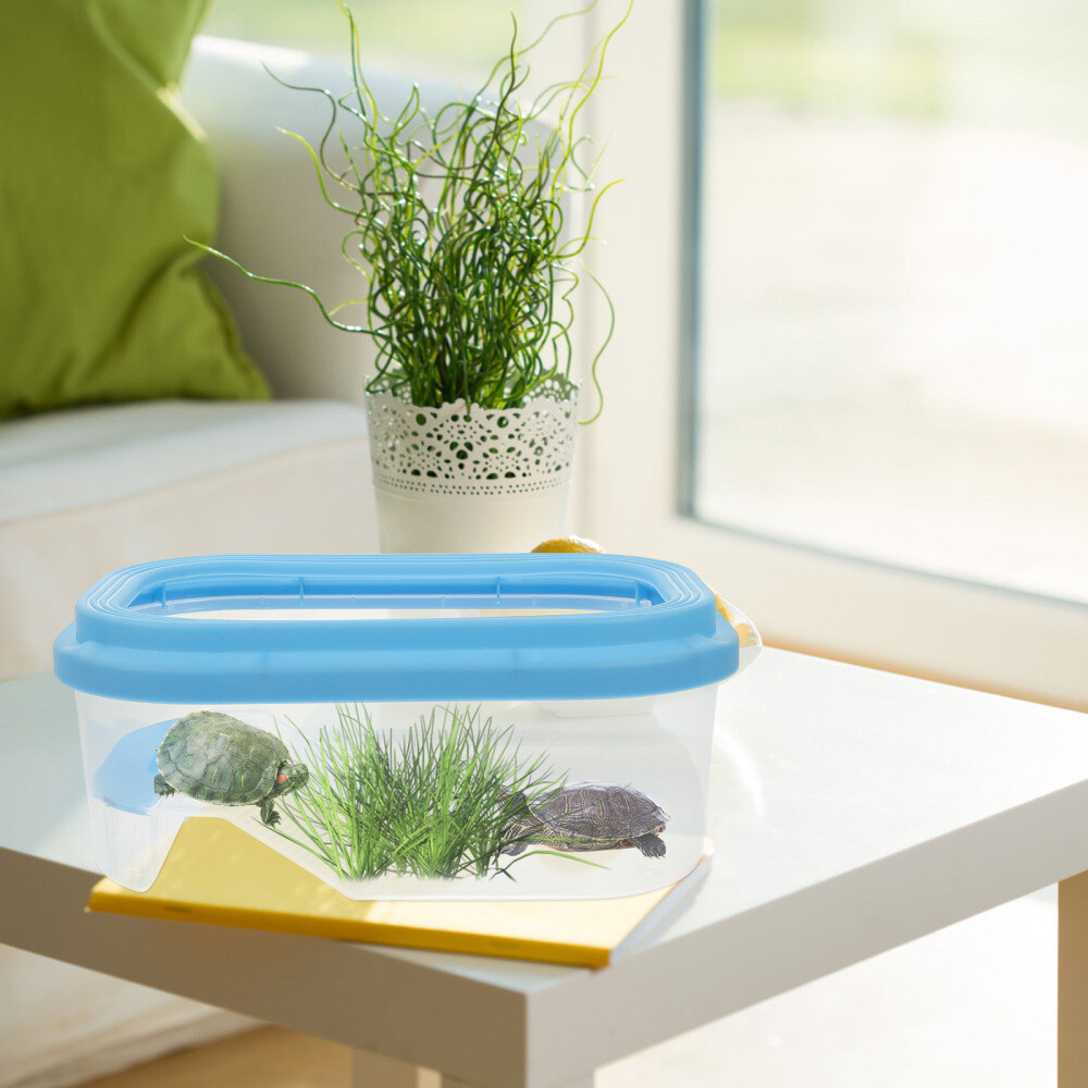 2 Pack Plastic Turtle Tank Containers Lids Reptile Basking Platform eBay
