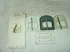 VINTAGE SCHWANDA - White/Gray/Clear- Plastic Belt Buckles- 5 Original Card-NOS