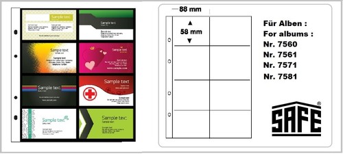 Wizytówki Etui kolekcjonerskie 8x 88x58mm SAFE 7564 Arkusze uzupełniające Visit 10 Pack - Zdjęcie 1 z 9