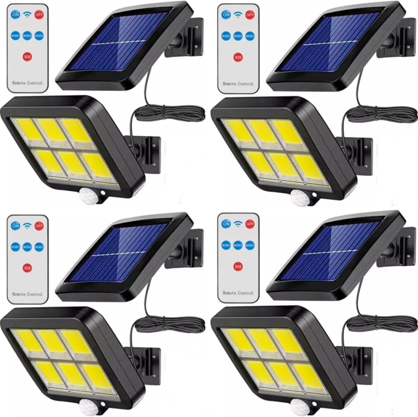 4PACK LED Solar Power PIR Motion Sensor Wall Outdoor Light Security Garden 2025