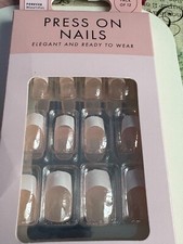 NAIL DECOR BOX OF 12 FALSE NAILS FRENCH PINK AND WHITE TIPS