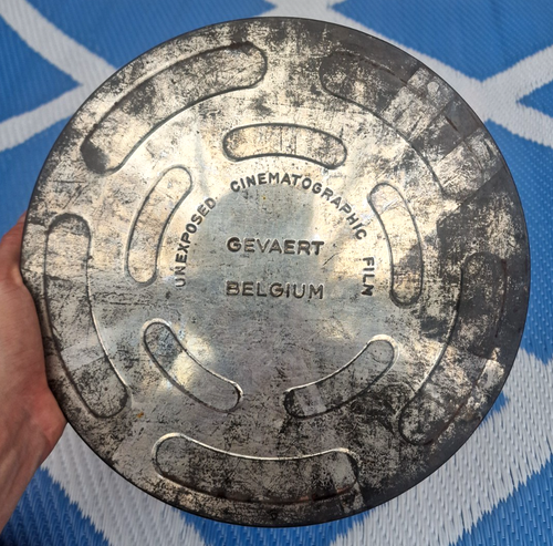 Vintage 'Gevaert Belgium Film Canister 11"' cinematografico europeo non esposto - Foto 5 di 12