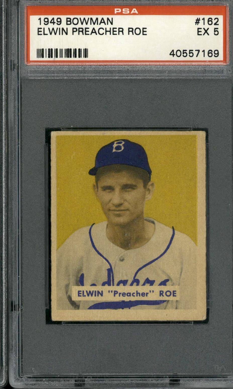 1949 Bowman #162 Elwin Preacher Roe - PSA 5