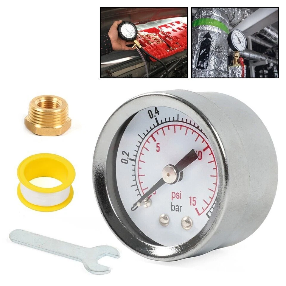 1/8 IN NPT Pressure Gauge 0-15 PSI with 3/8 IN Back Mount 1.5 IN Face Diameter - Image 2 of 4
