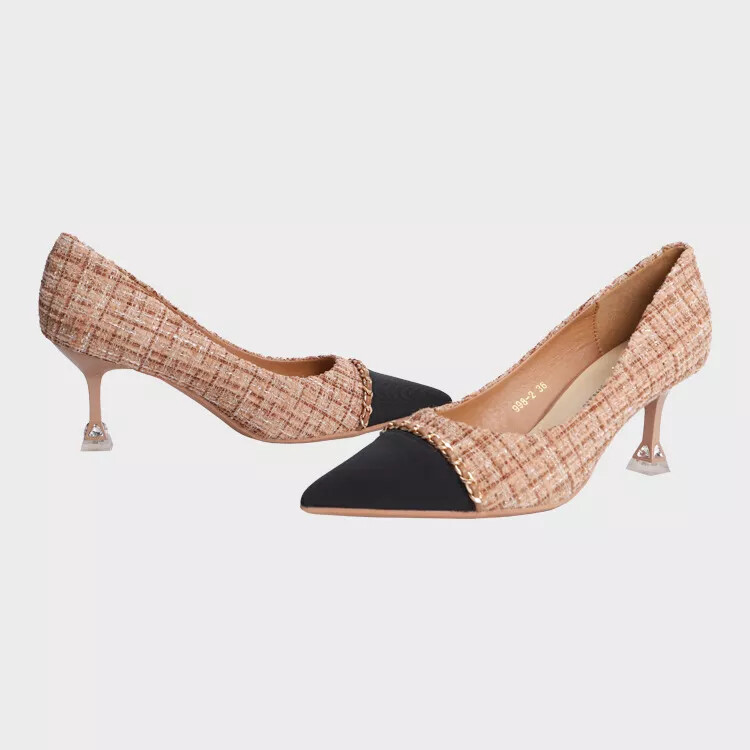 Zapatos De Mujer Rosa Tweed Cómodos 6.5 Cm Elegantes De Piel Sintética 3731