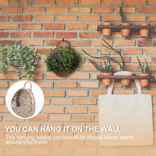 4 Pcs Rattan Flower Basket Hanging Pot Handle Baskets Handmade Storage Baby - Picture 11 of 12