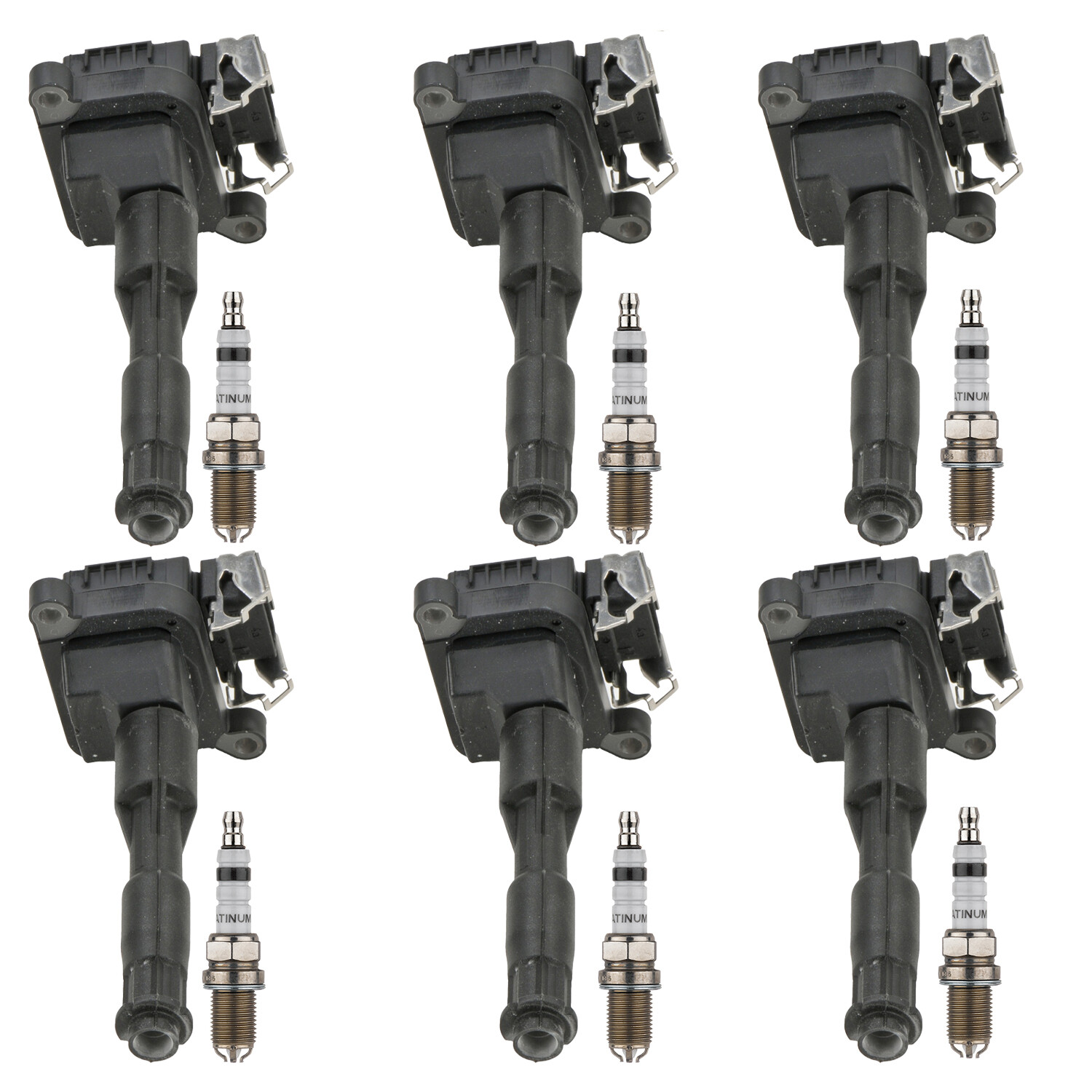 Bosch 6 Ignition Coil 6 Double Platinum Spark Plug Kit For BMW E36 E39 E46 L6