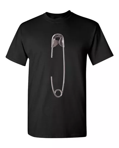 Safety Pin Staple Brooch Funny Humor Novelty Adult DT T Shirt Tee