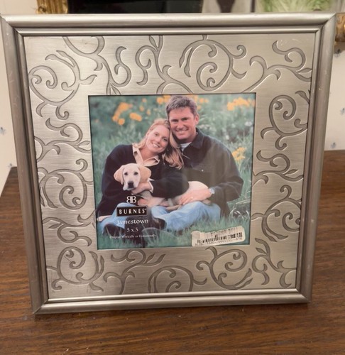 NEW Burnes Of Boston Ornate Metal Photo Frame Matte Pewter 5X5” Or 8x8” Photo - Picture 2 of 8