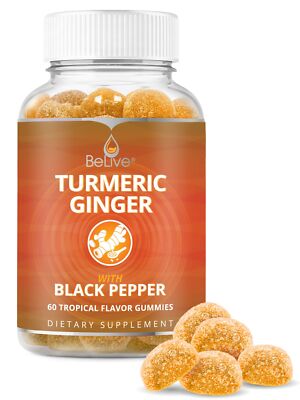 BeLive Turmeric Curcumin with Black Pepper & Ginger - 60 Gummies I Turmeric a...