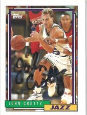 John Crotty Autographed 1993 Topps Basketball Card 335 Utah Jazz NBA Rookie +. rookie card picture