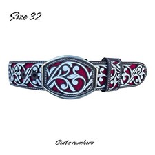 Belt Leather Cincelado Corte Laser Cowboy Dise o Gu a Red Cinto Ranchero Size 32