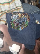 ED HARDY JEANS by CHRISTIAN AUDIGIER Men's 33x34 Big Logo/Tiger Pocket MJ107