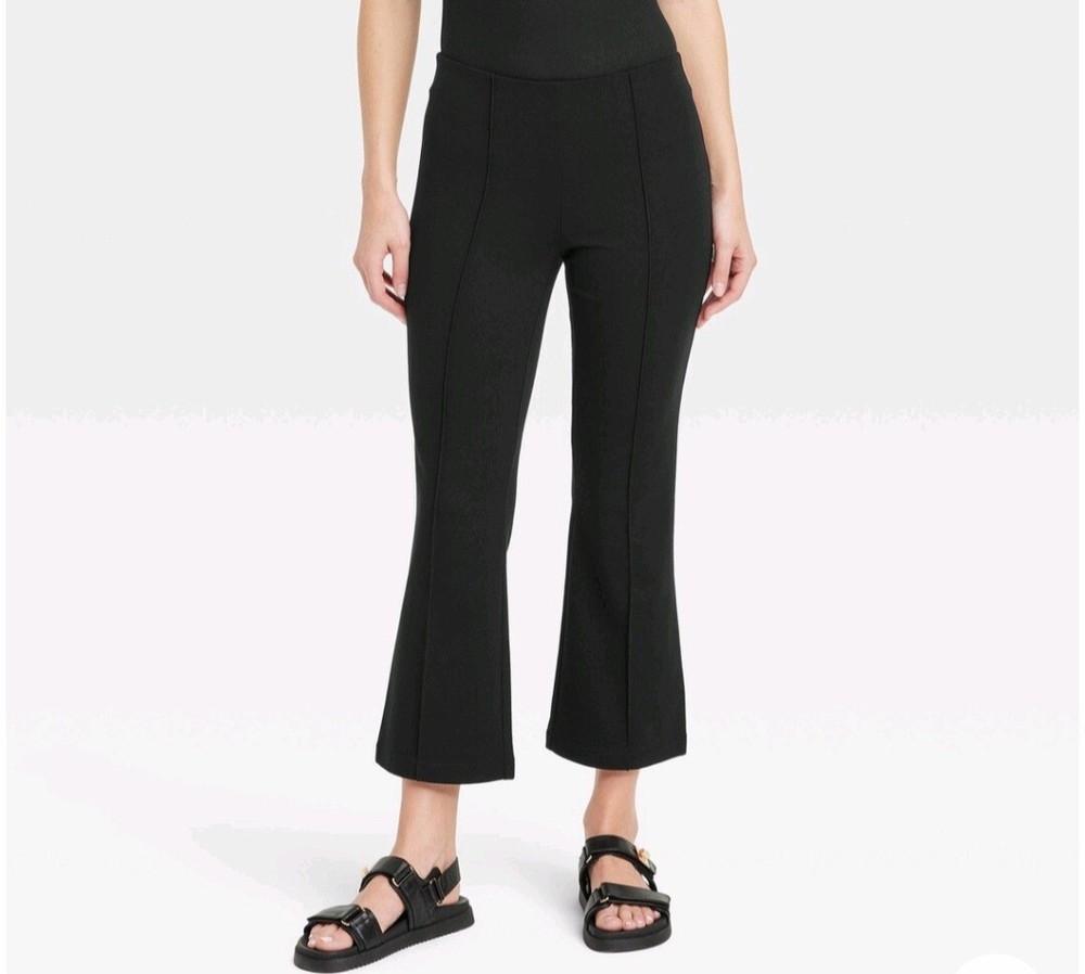 A New Day Women's Black High-Rise Slim Fit Cropped Flare Pull-On Pants Size M