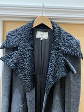 FENDI Vintage Astrakhan fur collar grey virgin wool blend longline coat
