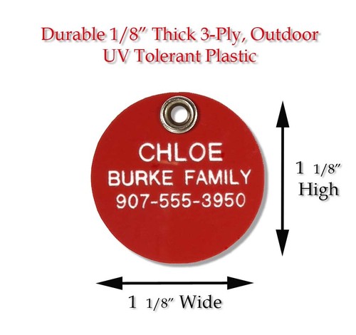 ROUND PLASTIC Pet Dog Cat Identification Name Tags LOGO Reward Engraved ID Tag - Picture 2 of 7