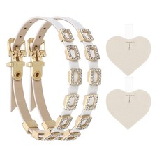 1 Pair High Heels Shoe Straps Rhinestone Ankle Shoe Strap Glossy White