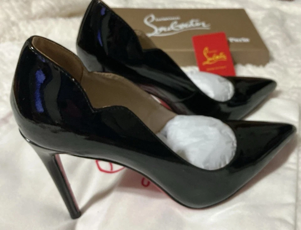 Christian Louboutin черный лакированная кожа каблуки | красный подошва размер 38 EUR 7US - Изображение 2 из 4