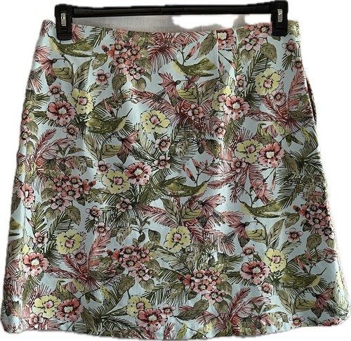 J. Jill Skirt size L Turquoise Floral Pocketed Knee Length Pull On - Picture 2 of 4
