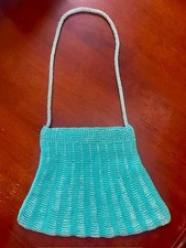 NWOT Vtg 1920's Art Deco Style  BEADED Aqua Blue Evening Bag Purse Satin Lined