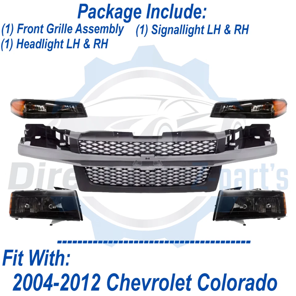 Комплект передней решетки в сборе и фары для Chevrolet Colorado 2004-2012 годов выпуска - Изображение 2 из 4