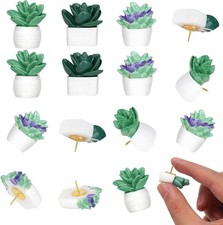 20 Pieces Cute Succulent Plants Decorative Push Pins Colorful Green,white