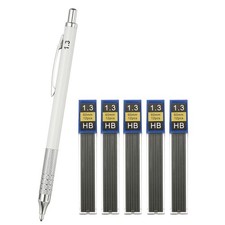 Mechanical Pencil 1.3mm with 5Pcs Refills, White