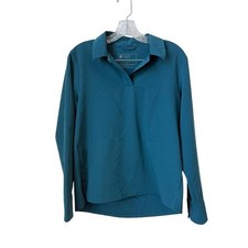 FIGS Nala Long Sleeve Polo Caribbean Blue Size Small