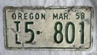 Vintage 58 OR heavy Trailer License Plate 1958 Oregon LT 5 - 801 White Green — photo 1