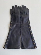 Vintage 60s 6 1/2 Long Lambskin Gloves Side Snaps Black