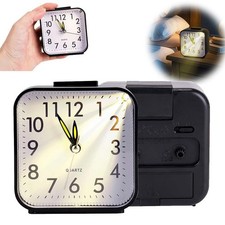 Small Travel Alarm Clock Analog Battery Operated Silent No Ticking With Light