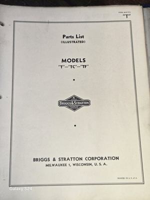 #ad #ad Briggs amp; Stratton ILLUSTRATED PARTS LIST CATALOG MODELS Tquot; quot;TCquot; quot;TFquot; $14.99