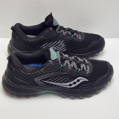 Saucony Excursion TR15 Womens 11 Black Teal Trail Running Hiking Shoes S10668-10