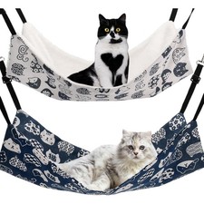 Reversible Cat Hammock for Cage Hanging Pet Bed Adjustable Soft Sleeping Hammock