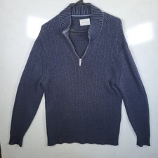 Tommy Bahama Men's Quarter Zip Pullover Sweater - Dark Blue - LARGE