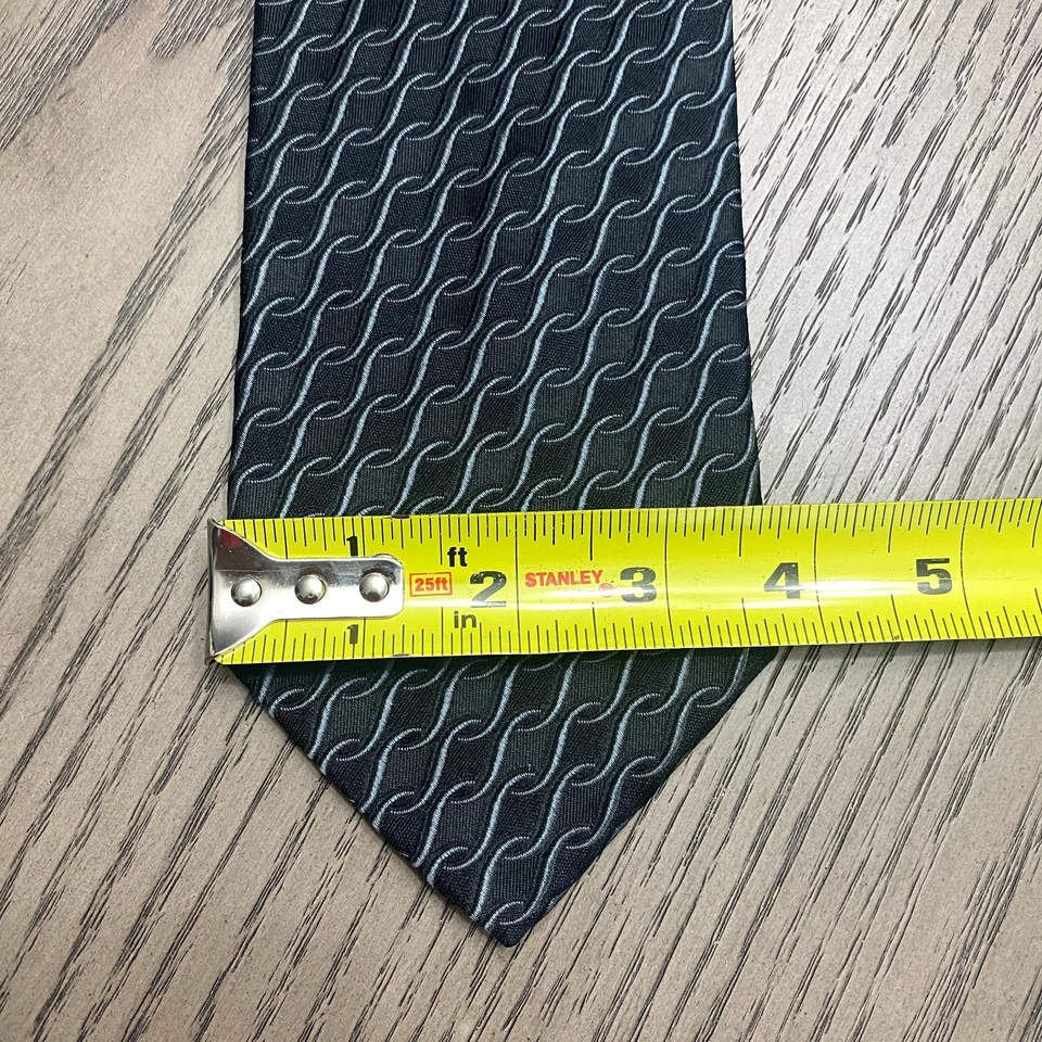 DOLCE & GABBANA Men's 100% Silk Necktie ITALY Luxury Geometric Black & Gray Tie - Image 2 of 4