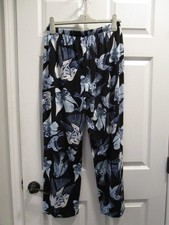 SOMA COOL NIGHTS PIPED L/S NOTCH PAJAMA TOP IN WHIMSICAL WINGS BLACK SIZE LARGE