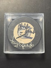 Phil and Tony Esposito Autographed Signed Puck Tampa Bay Lighting In Case