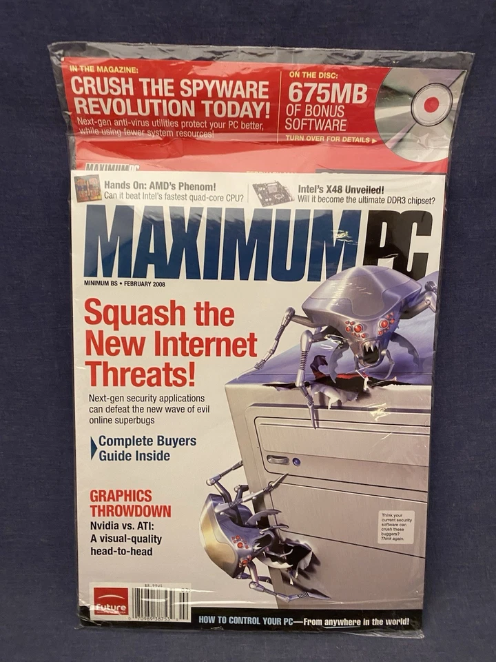 Lot 2 MAXIMUM PC Magazines SEALED February August 2008 Demo Discs Computer Mac - Image 2 of 4